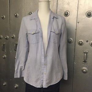 Powder Blue Linen Button-Up Long Sleeve 🍌Republic